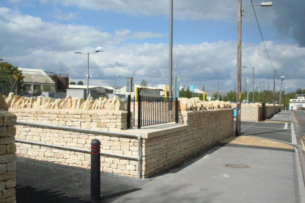 Stone wall at  APCOA car park